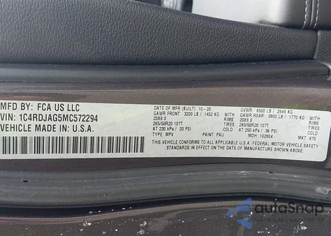 2021 Dodge Durango Sxt Plus Awd from USA, damaged, VIN 1C4RDJAG5MC572294